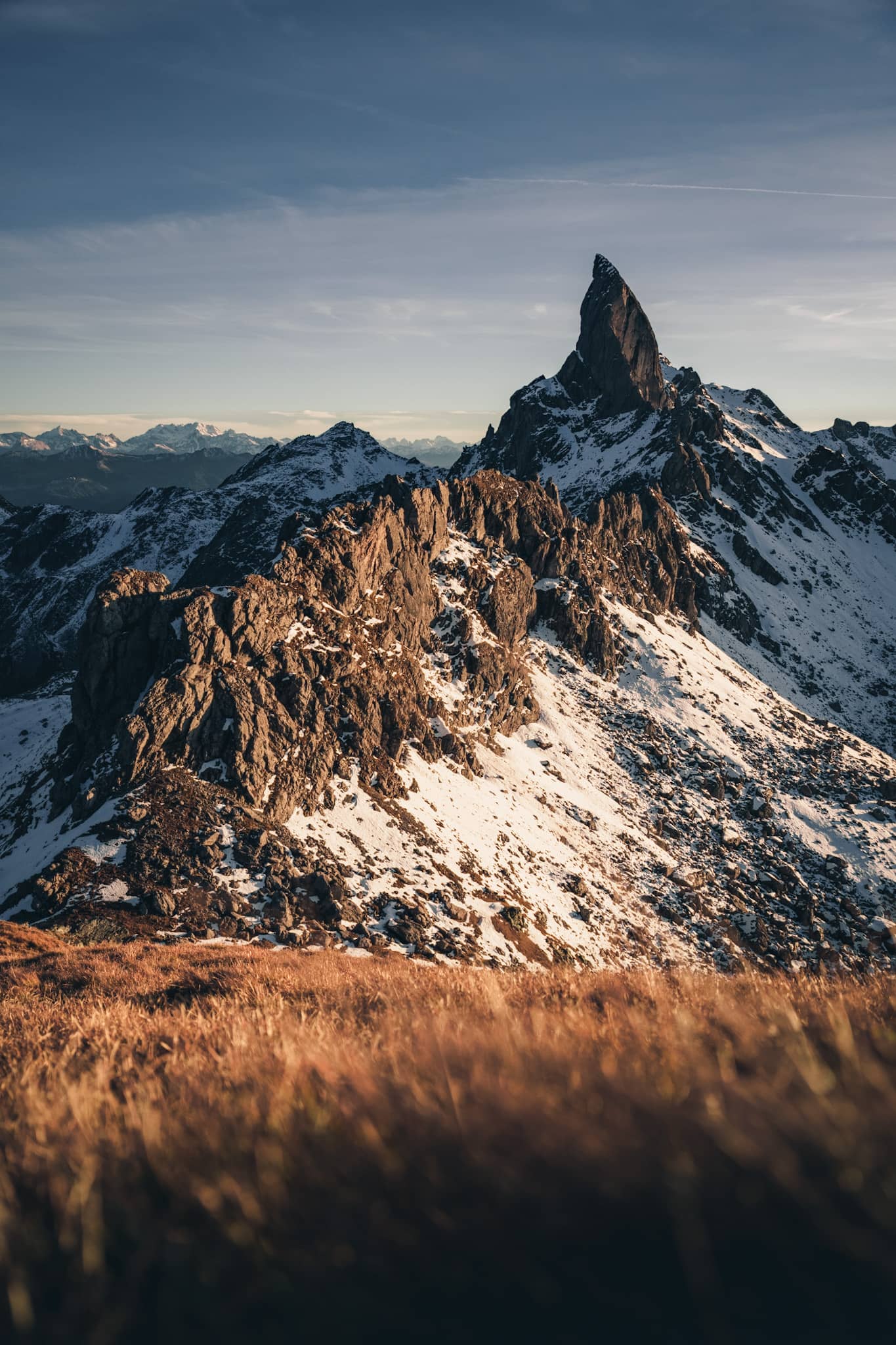 the pierra menta at sunset in the fall in savoie