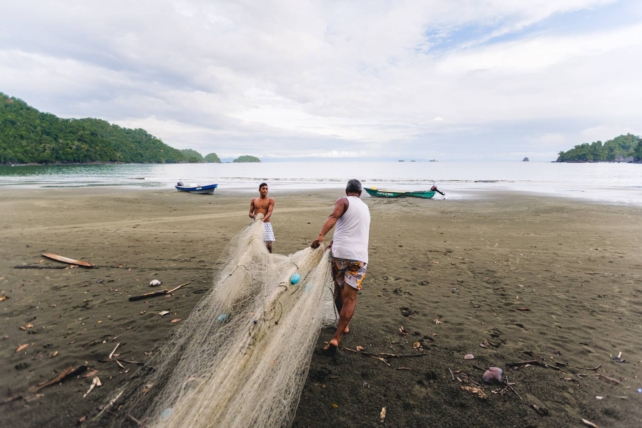 colombian fisherman preparing net for fishing in the choco