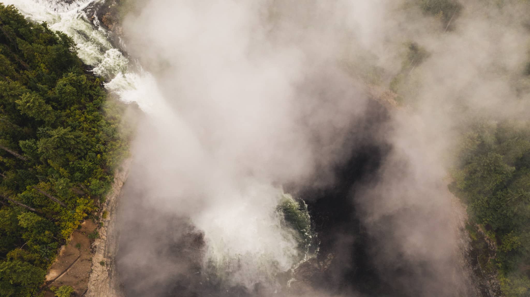 british columbia wells grey park waterfall and nature on a misty morning